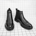 Men's Wingtip Chelsea Boots – Brogue Dress Boots with Elastic Sides