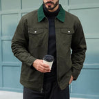 Men's Rugged Utility Jacket – Classic Contrast Collar Work Jacket