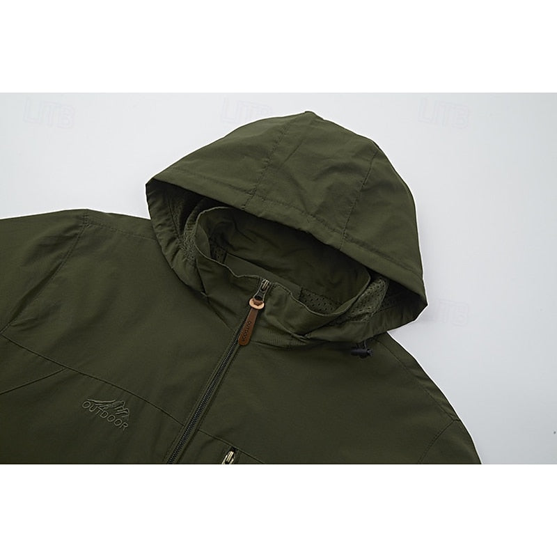 Men's All-Weather Outdoor Jacket – Windproof Stand Collar Jacket with Zip Pockets