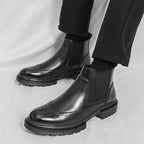 Men's Wingtip Chelsea Boots – Brogue Dress Boots with Elastic Sides