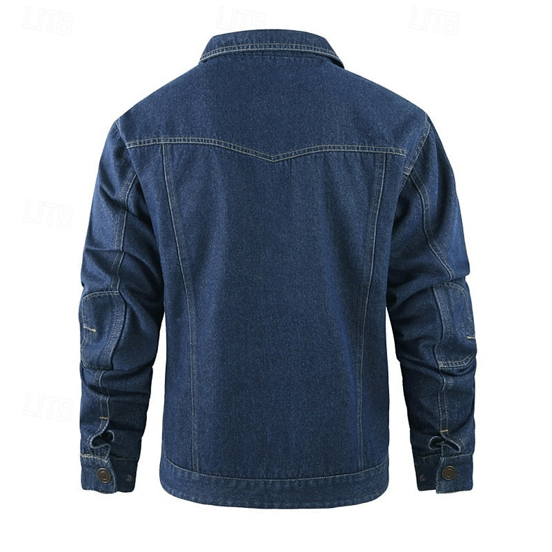 Men's Rugged Lined Work Jacket – Everyday Snap Button Jacket with Chest Pockets