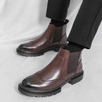 Men's Wingtip Chelsea Boots – Brogue Dress Boots with Elastic Sides