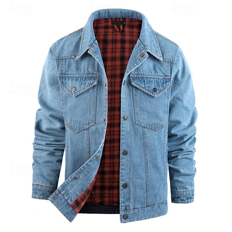 Men's Rugged Lined Work Jacket – Everyday Snap Button Jacket with Chest Pockets