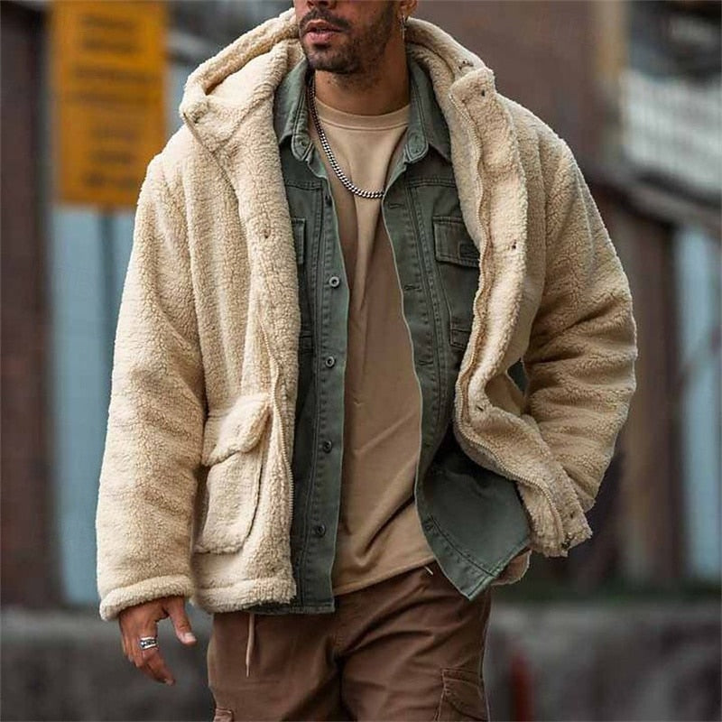 Men's Hooded Winter Jacket – Warm Relaxed Fit Jacket with Front Pockets