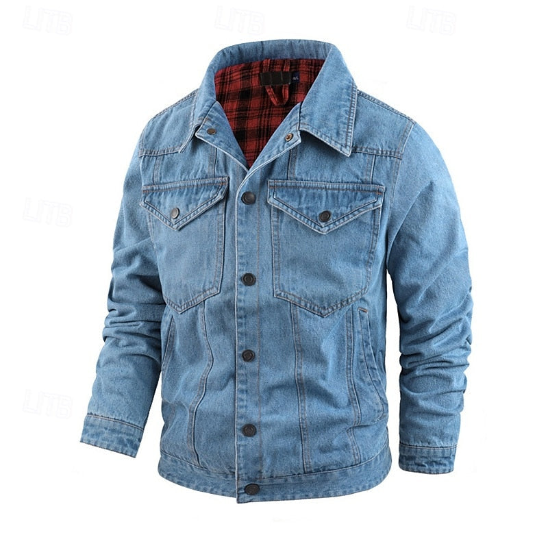 Men's Rugged Lined Work Jacket – Everyday Snap Button Jacket with Chest Pockets