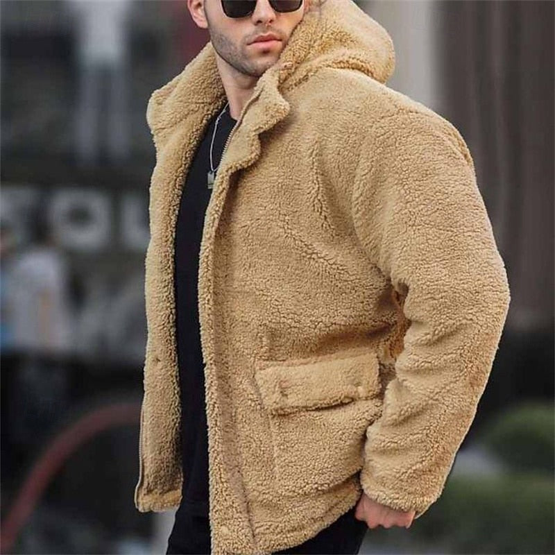 Men's Hooded Winter Jacket – Warm Relaxed Fit Jacket with Front Pockets