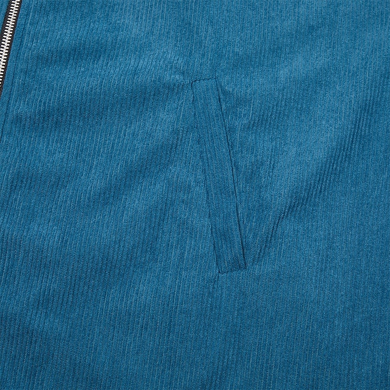 Men's Ribbed Textured Jacket – Classic Collared Casual Jacket with Pockets
