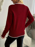Women's Snowflake Knit Christmas Sweater – Cozy Crew Neck Holiday Jumper
