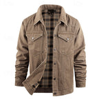Men's Rugged Lined Work Jacket – Everyday Snap Button Jacket with Chest Pockets